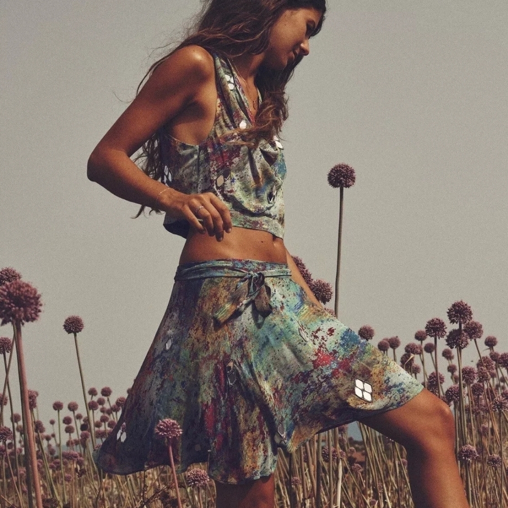 Zara Blue Asymmetrical Skater Skirt